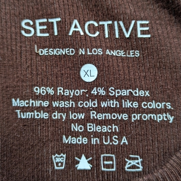 Set Active brown ribbed sleeveless cropped tank top XL - Picture 6 of 6